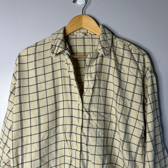 Madewell Plaid Flannel Long Sleeve Pajama Set Women’s Small Cream Lounge Cozy - Picture 6 of 15